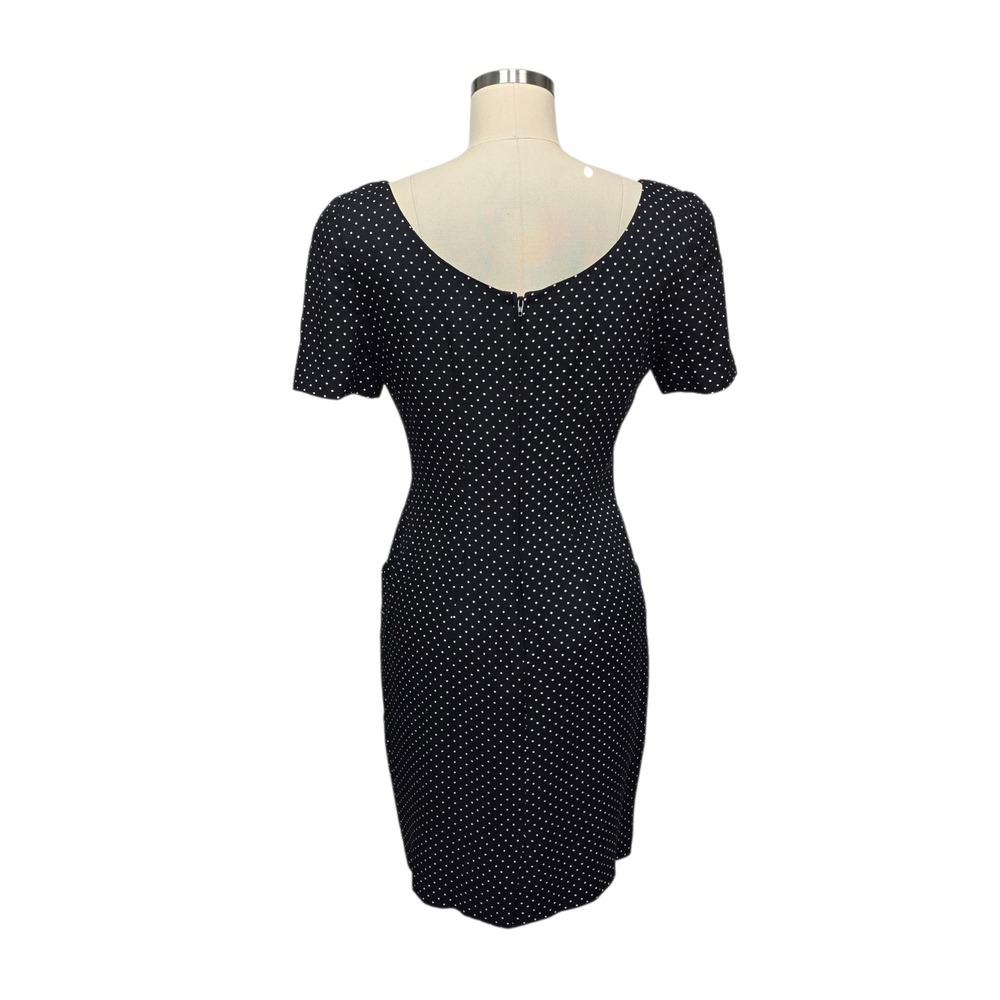 Ann Taylor Vintage Polka Dot Sheath Dress Black White Short Sleeve Size 6 USA - Picture 2 of 9